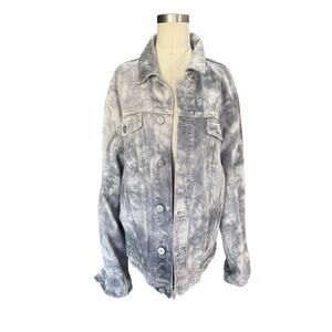 PAC Sun Mens Denim Jacket Size Large Black Jean Acid Wash Jean Jacket